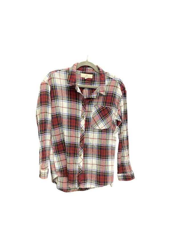 Blouse Long Sleeve By Thread And Supply In Plaid Pattern, Size: Xs