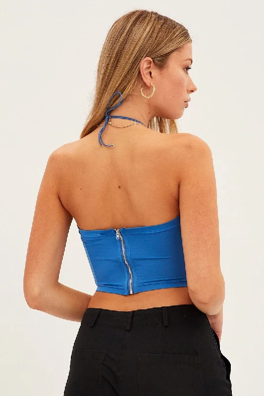 Blue Corset Style Crop Top