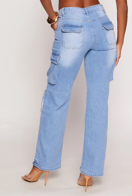 VIP High Waisted Straight Leg Cargo Jeans