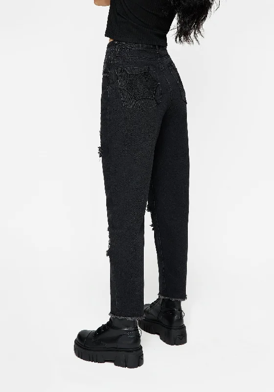 Cobweb Distressed Denim Jeans