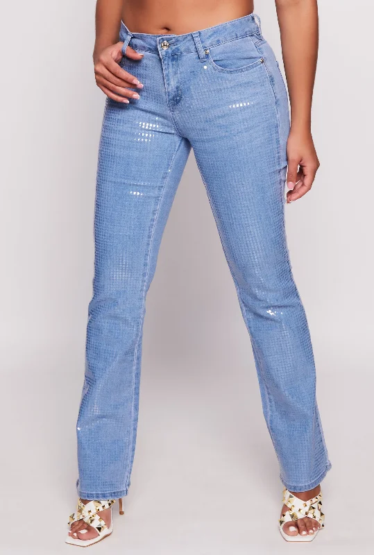 Almost Famous Sequin Boot Cut Jeans