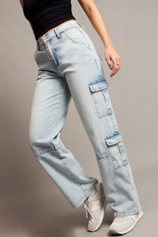 Denim Cargo Jean Mid Rise