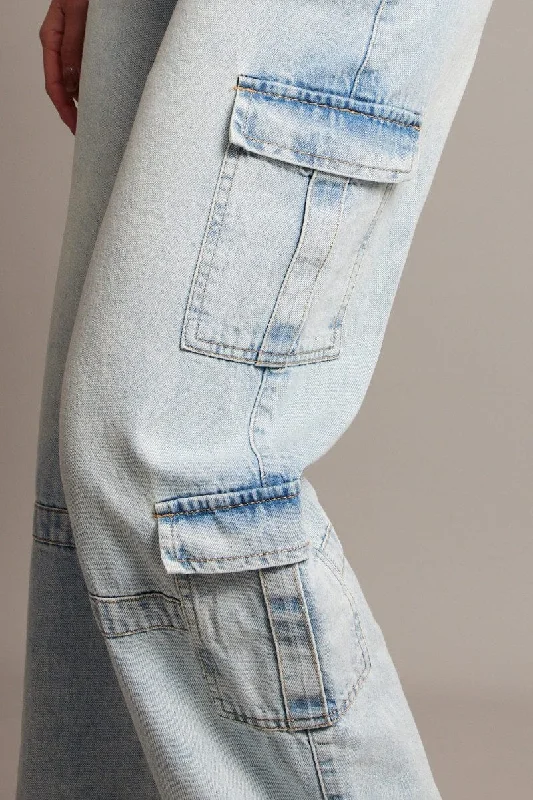 Denim Cargo Jean Mid Rise