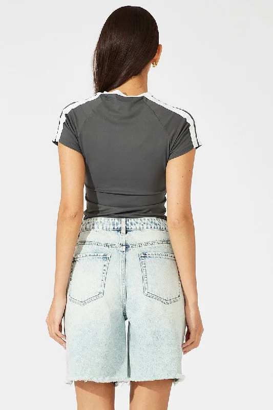 Denim Low Rise Denim Short Longline