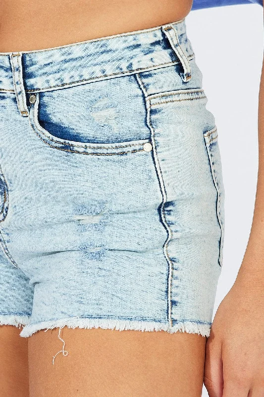 Denim Stretch Denim Shorts Acid Wash