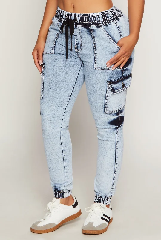 VIP Denim Drawstring Cargo Joggers