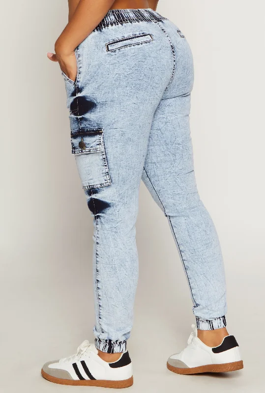 VIP Denim Drawstring Cargo Joggers