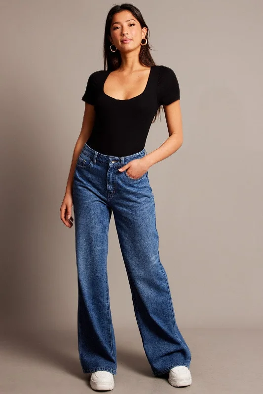 Denim Wide Leg Jean High Rise