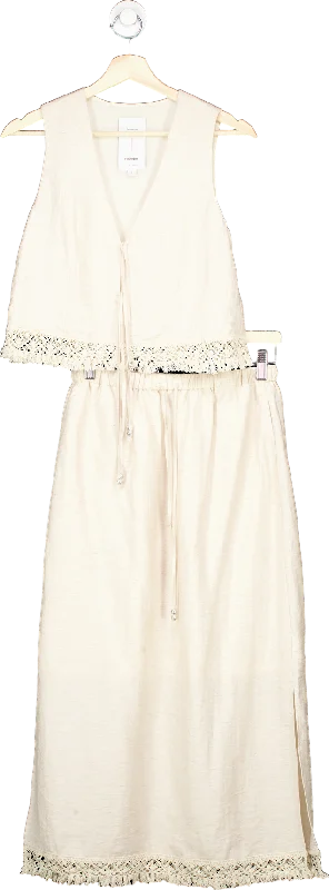 Fabrique Limited Edition Cream Two-Piece Sleeveless Lace Trim Dress UK S