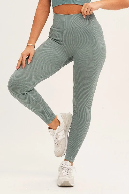 Green Activewear High Rise Legging Seamless