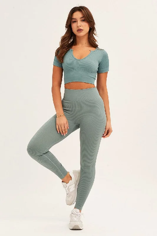 Green Activewear High Rise Legging Seamless