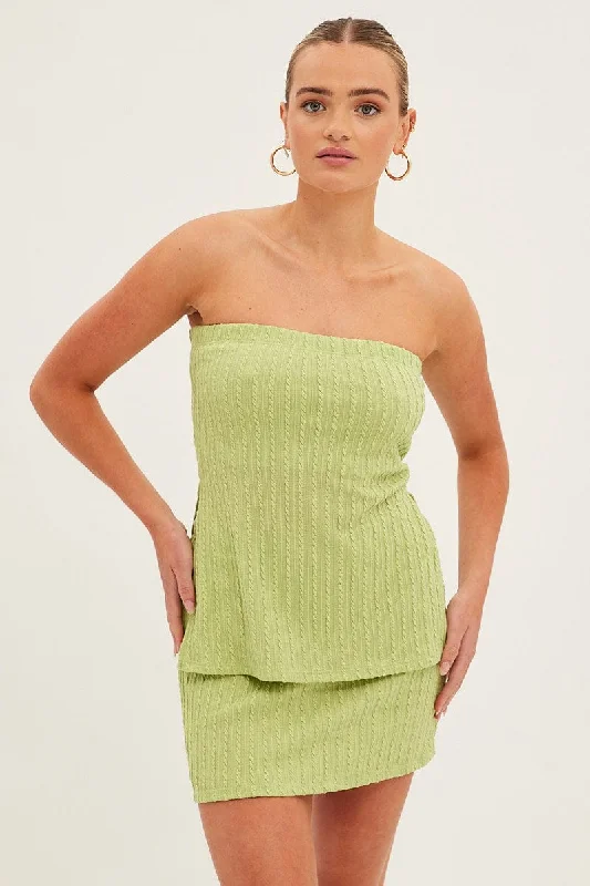 Green Boob Tube Bandeau Sleeveless Texture