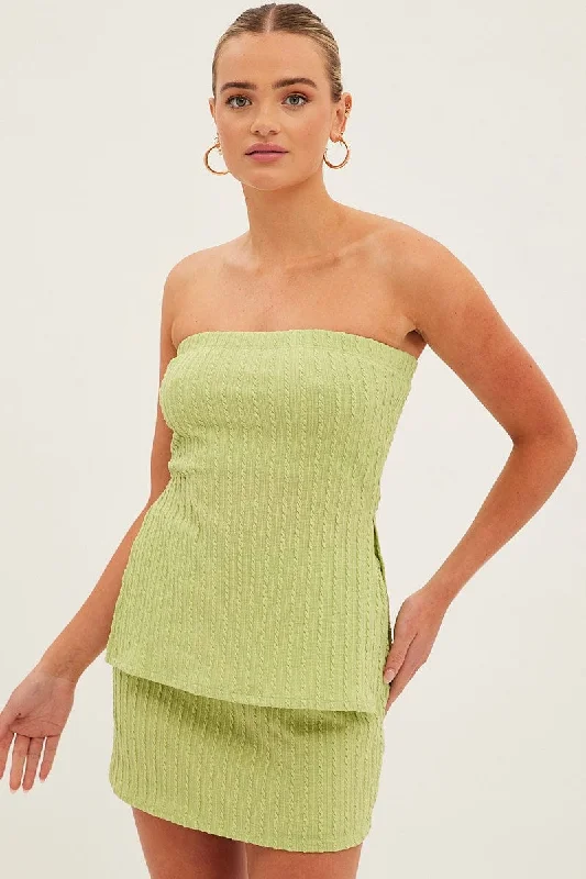 Green Boob Tube Bandeau Sleeveless Texture