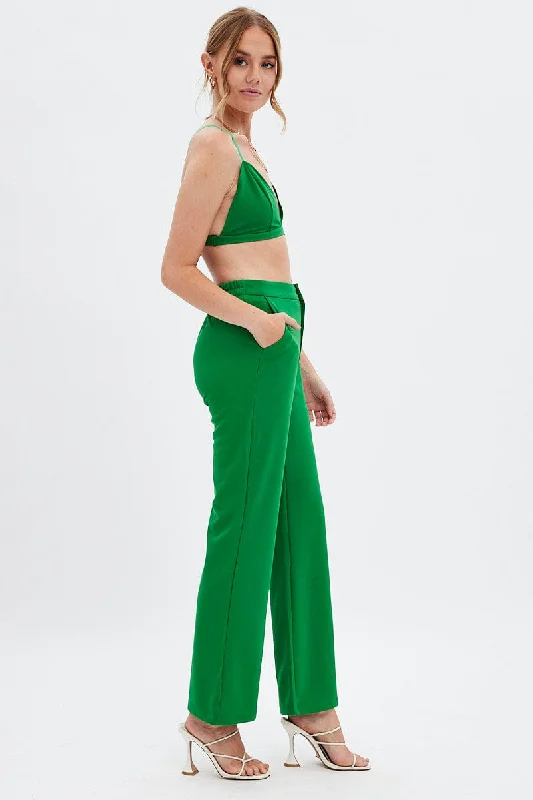 Green High Waist Pants