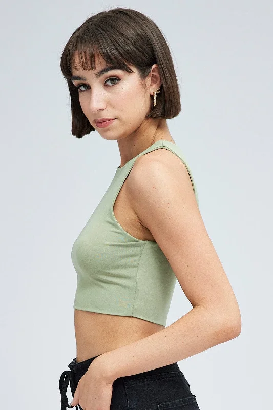 Green Tank Top Crew Neck Supersoft