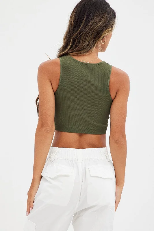 Green Tank Top Laser Cut Seamless