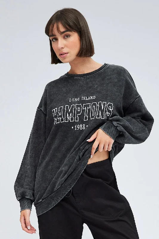 Grey Graphic Sweater Long Sleeve