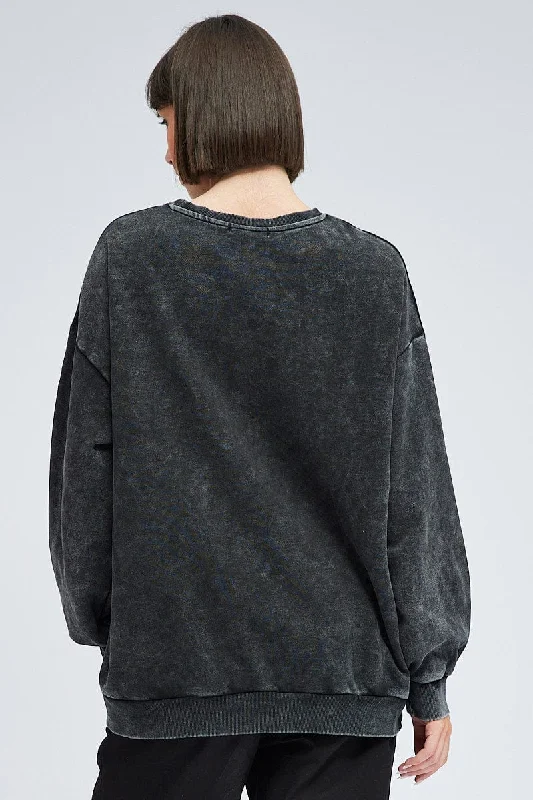 Grey Graphic Sweater Long Sleeve