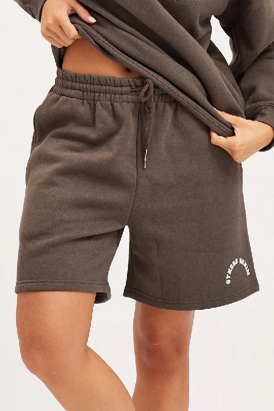 Grey Track Shorts High Rise Unisex