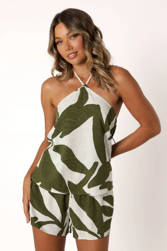 Henri Halter Top - Olive Palm