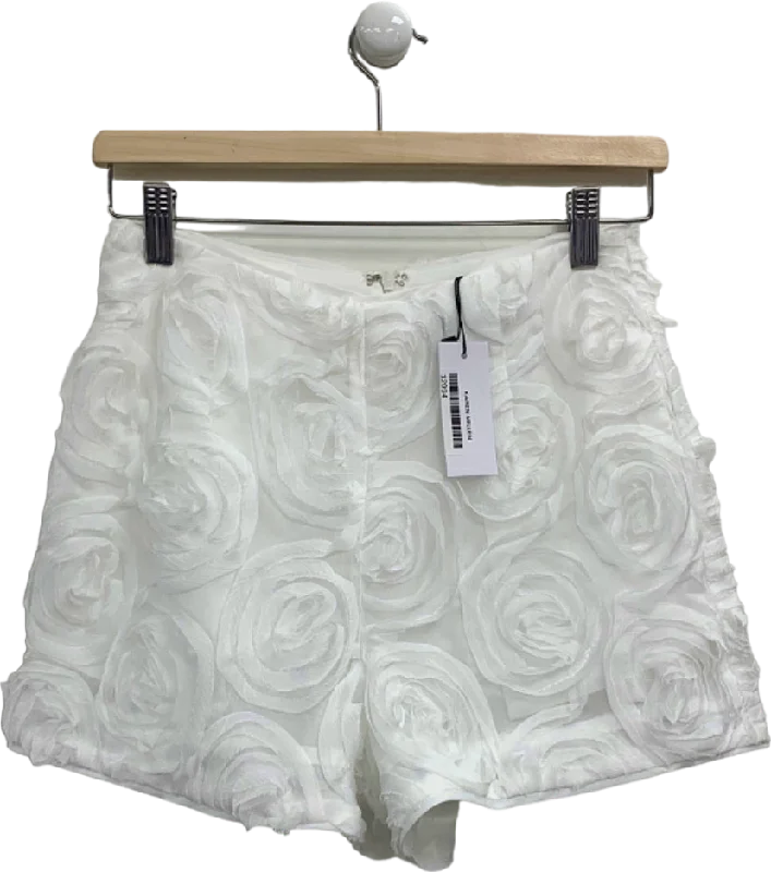 Karen Millen White Rose Embossed Shorts UK 6