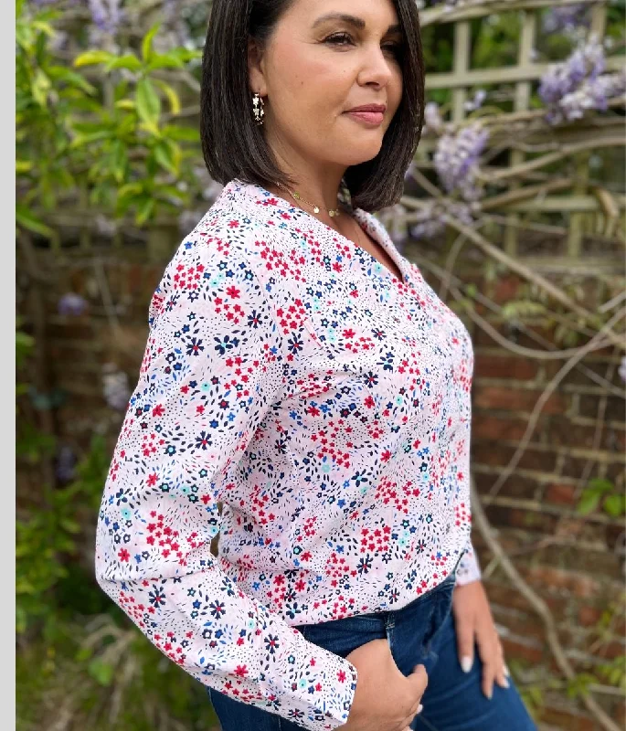 Pink Ditsy Popover Blouse