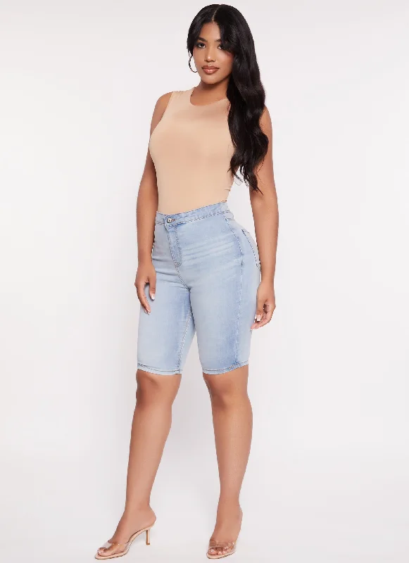 Stretch Denim Bermuda Shorts