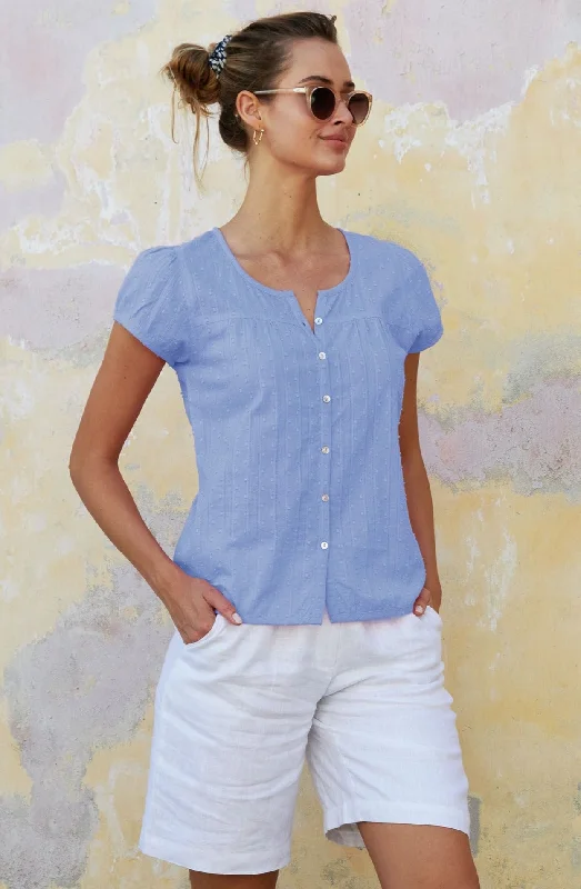 Lisbon Cotton Dobby Shirt | Blue