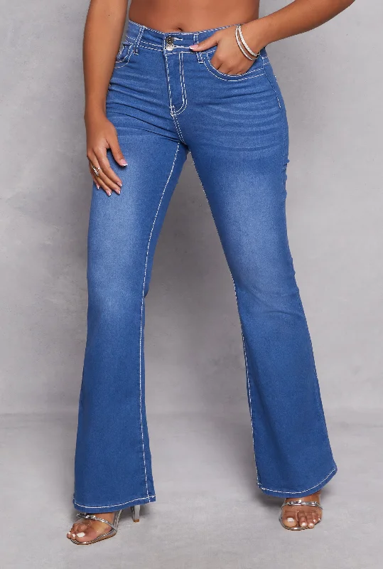 VIP Rhinestone Embroidered Pocket Flare Jeans