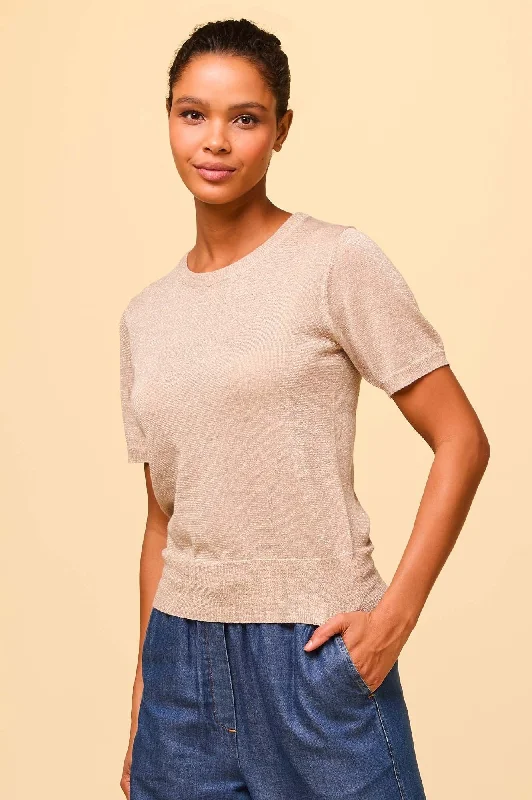 Metallic Knit T-Shirt | Gold Metallic