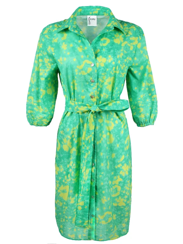 Natalie Shirt Dress Green Citrus Meadow Print