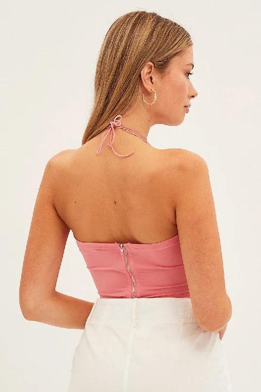 Pink Corset Style Crop Top