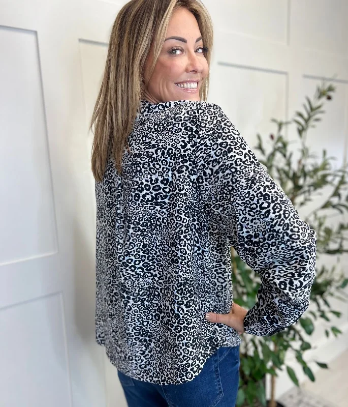 Leopard Print Popover Blouse