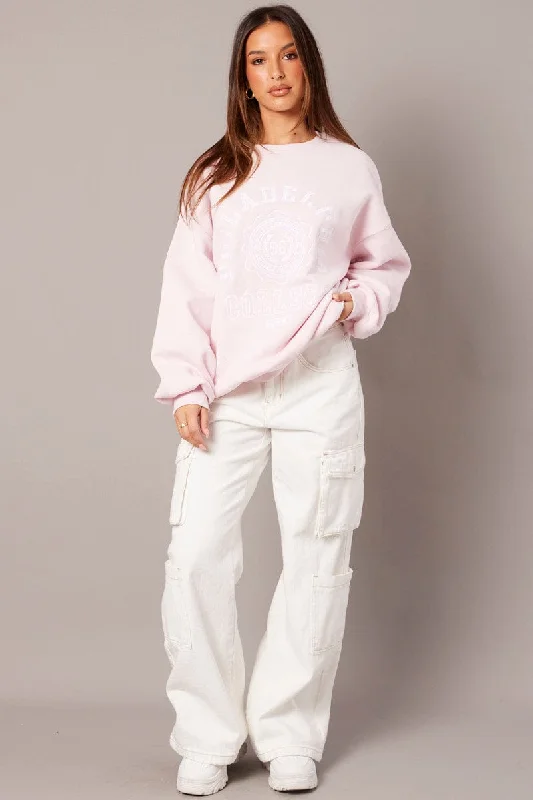 Pink Graphic Sweater Long Sleeve