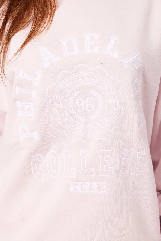 Pink Graphic Sweater Long Sleeve