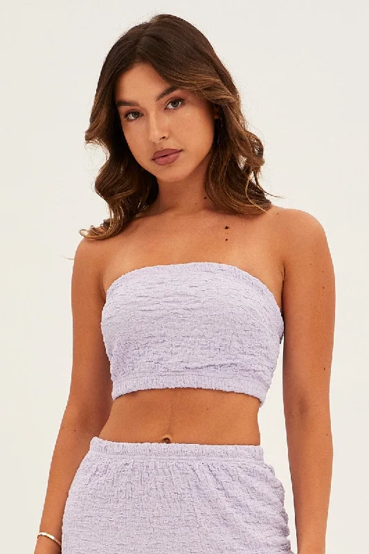 Purple Bandeau Top Textured