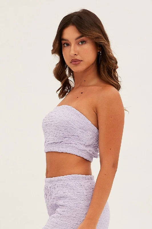 Purple Bandeau Top Textured