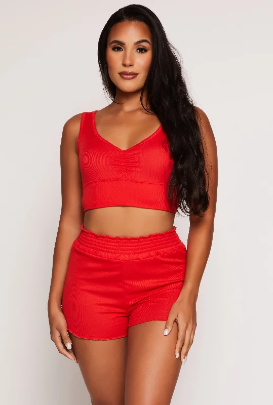 Pajama Crop Top and Shorts with Robe Set