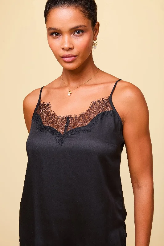 Satin Lace Cami | Black