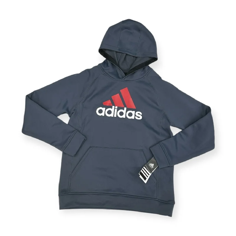 Sweatshirt Hoodie By Adidas In Grey & Red, Size: L