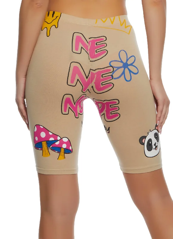 Nope Not Today Graphic Biker Shorts