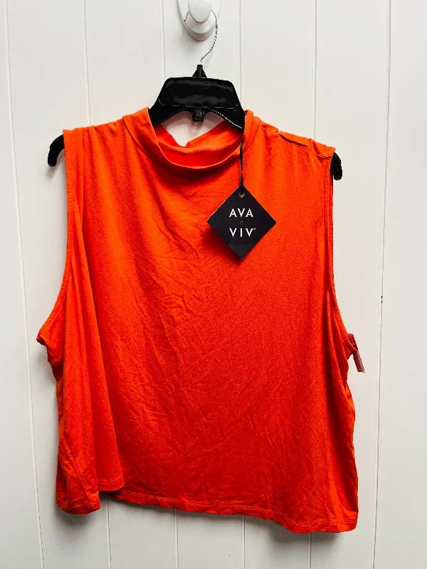 Top Sleeveless Basic By Ava & Viv In Orange, Size: 4x