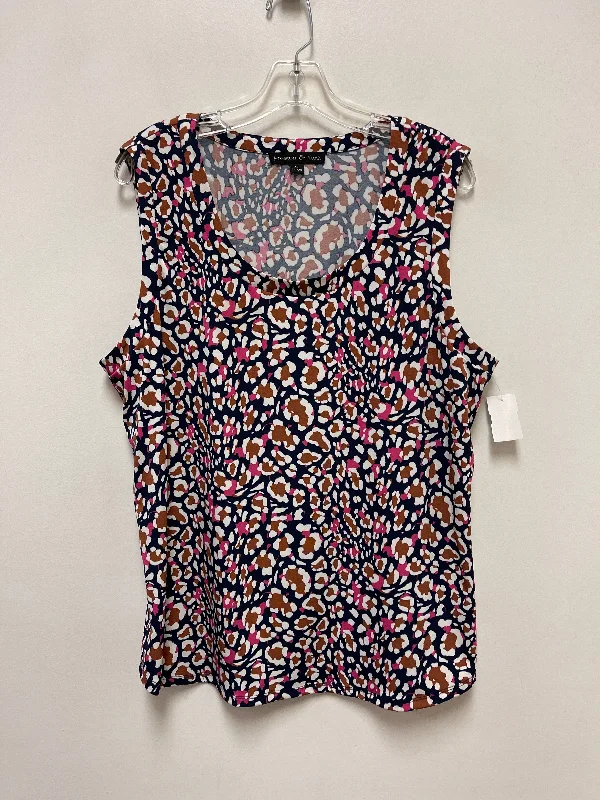 Top Sleeveless By Preston And New York In Blue & White, Size: Xl