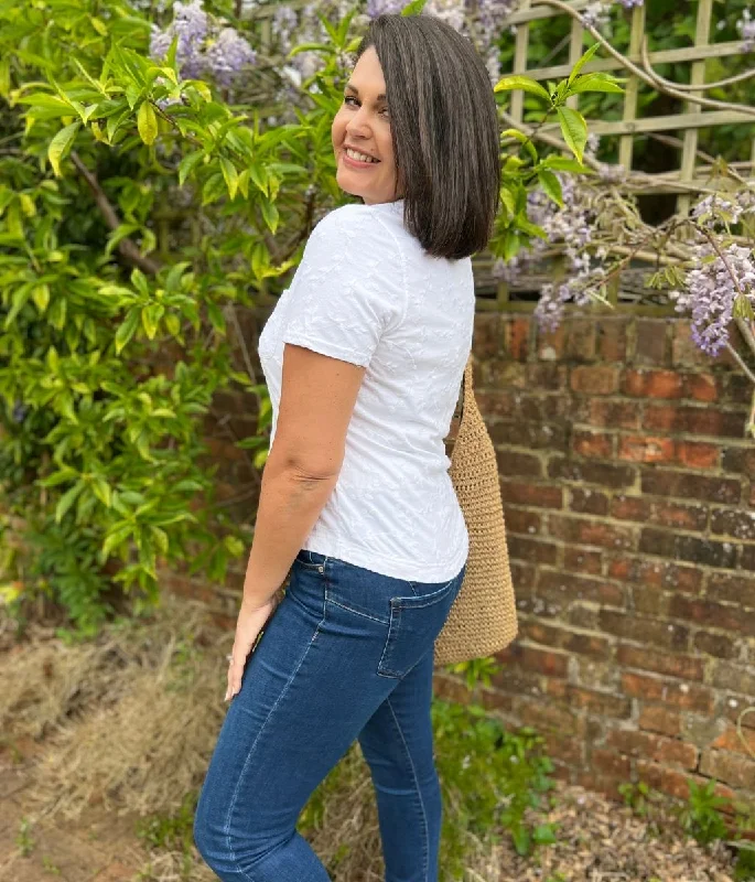 White Embroidered Jersey Shirt