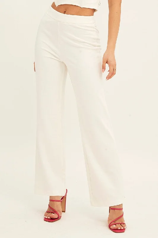 White High Waist Pant Straight Leg