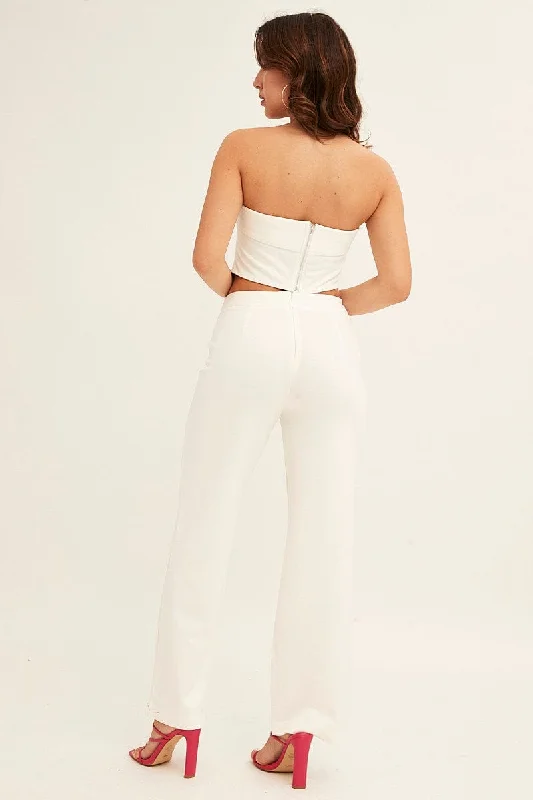 White High Waist Pant Straight Leg