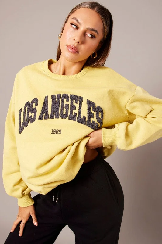 Yellow Graphic Sweater Long Sleeve