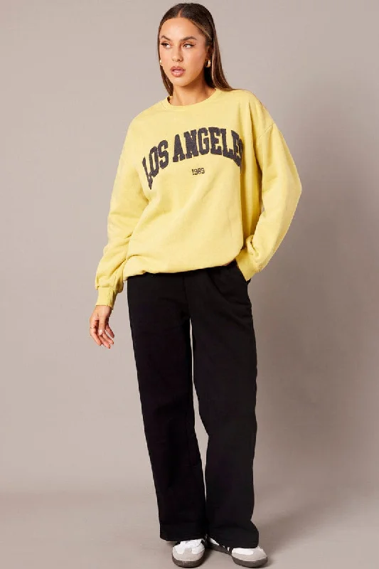 Yellow Graphic Sweater Long Sleeve