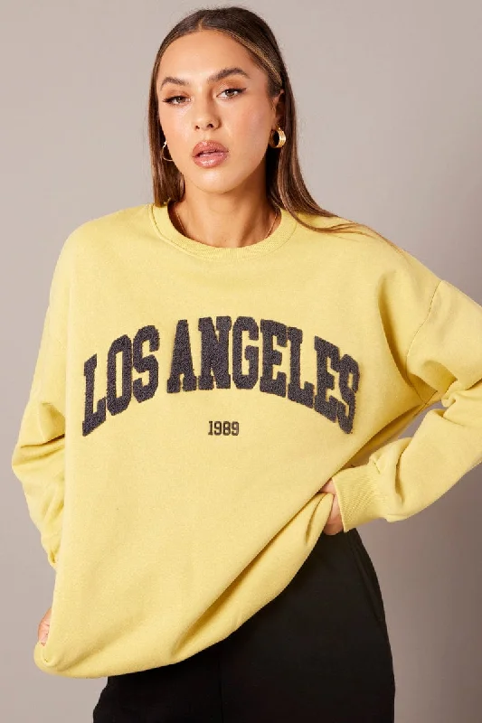 Yellow Graphic Sweater Long Sleeve