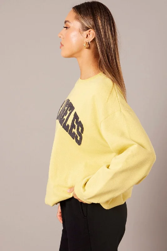 Yellow Graphic Sweater Long Sleeve